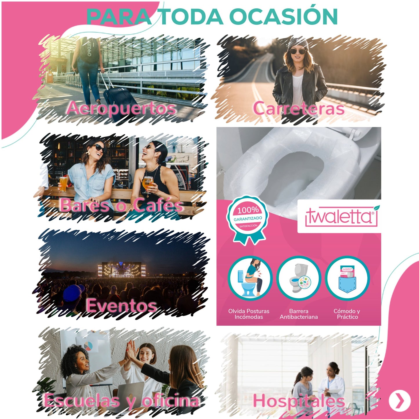 Saniasientos Twaletta 10 piezas (protectores de papel para inodoro) - twaletta.com.mx