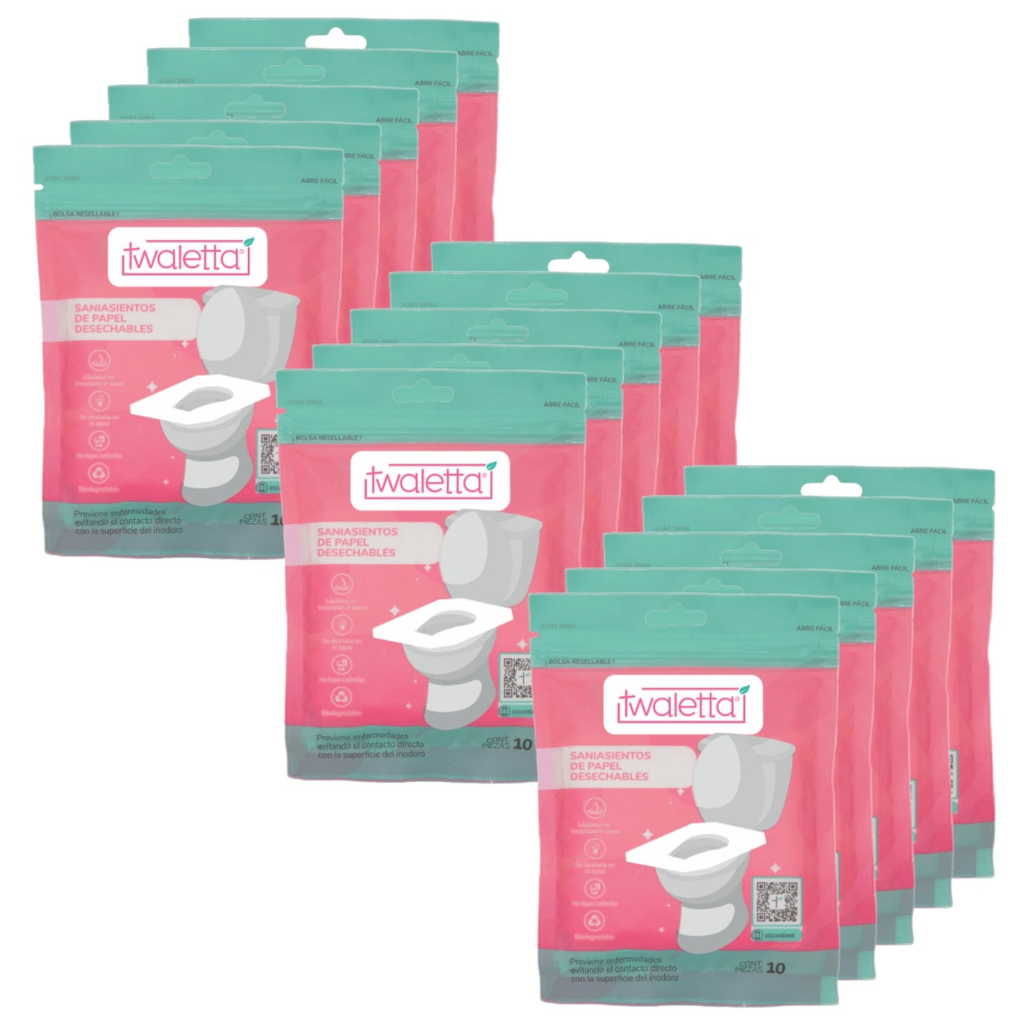 Saniasientos Twaletta 150 piezas (protectores de papel para inodoro) - twaletta.com.mx