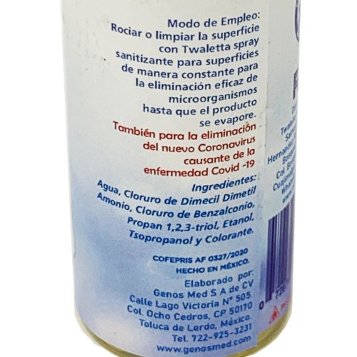 Sanitizante de superficies de grado hospitalario 30ml - twaletta.com.mx